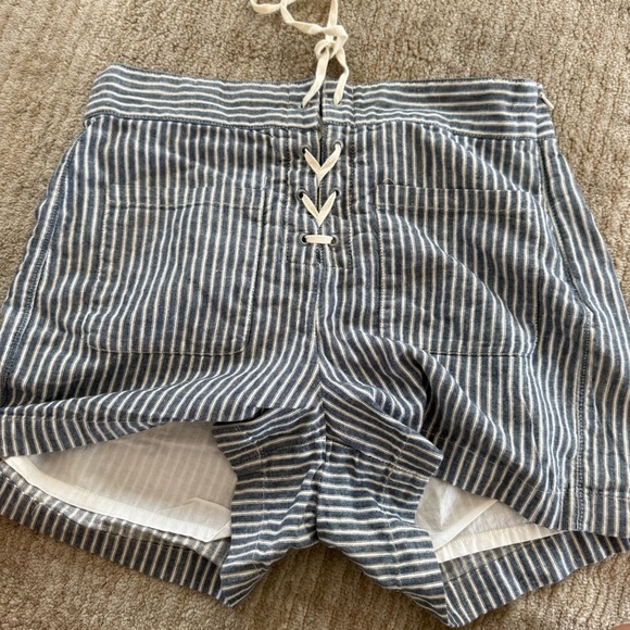 Madewell Striped Lace-Up Linen Shorts Size: 4 Erie Stripe Nostalgia Blue - Picture 6 of 11